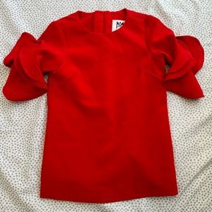 Milly Minis Red Kid Dress with Ruffles Sleeves - Toddler Size 2T